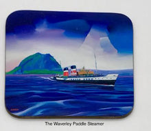 Load image into Gallery viewer, Coaster of Waverley paddle steamer passing Dumbarton Rock