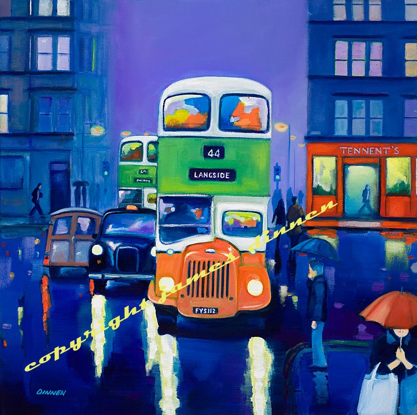 44 Bus Byres Road , Glasgow 1960s , Limited Edition Giclee signed print  ( Free PP UK)