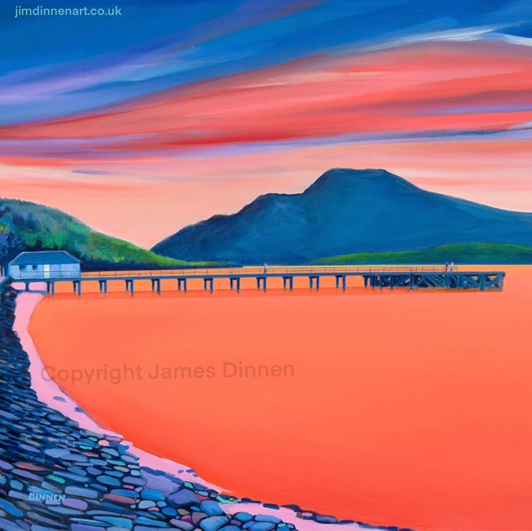 Luss Pier, Loch Lomond  ‘Square version’  , Limited edition giclee print  (Free pp UK)